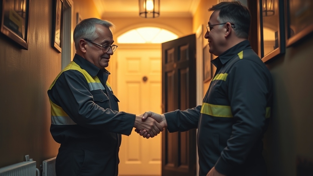 Engineer shaking hands with a Finsbury Park homeowner after locating their leak